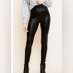 Amoli Sleek Black High Waist Faux Leather Leggings.